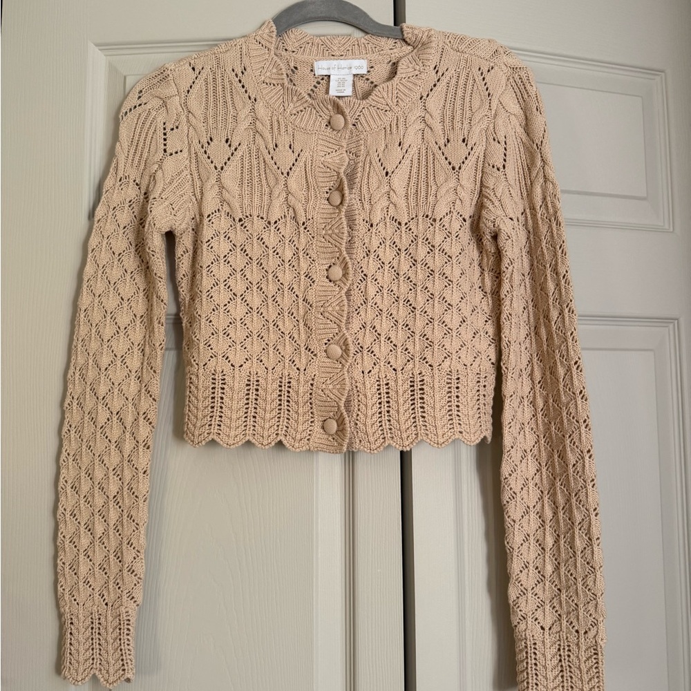 NWOT House of Harlow Tan Cable Knit Cardigan